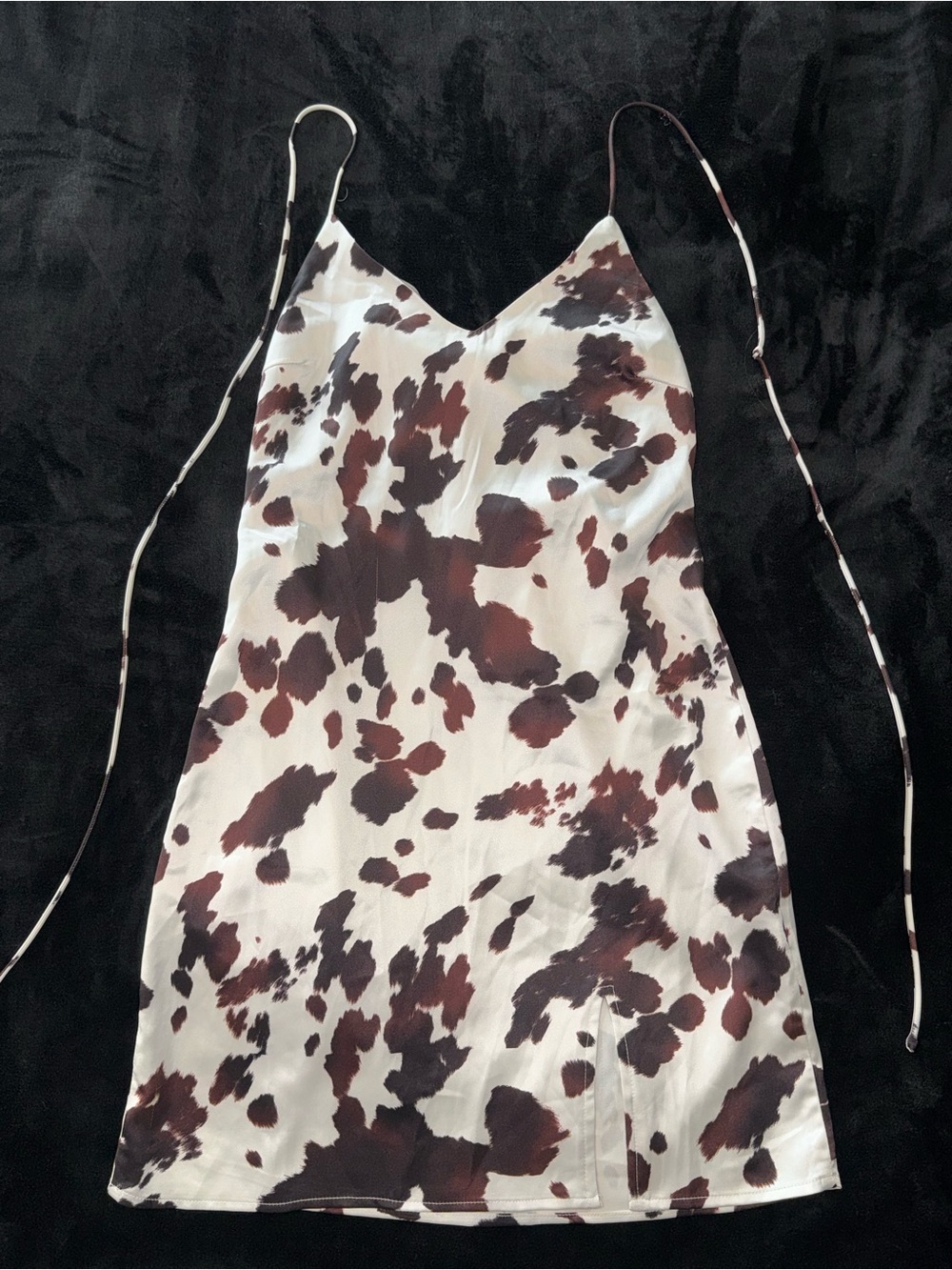 Forever 21 White and Brown Cow Print Slip Dress